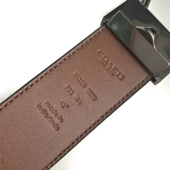 Coach Reversible Black & Brown Leather Belt w/ Large Gunmetal Sculpted C Buckle - Picture 12 of 12
